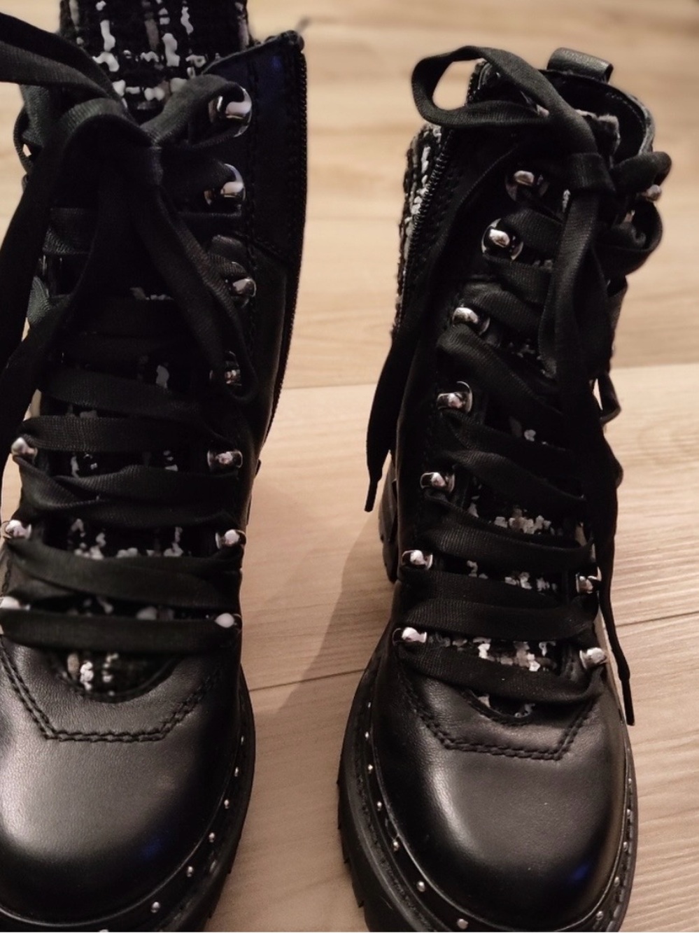 Steve Madden Black Lace-Up Combat Boots